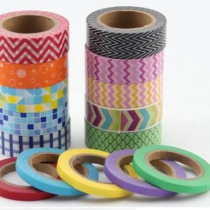 Variety Washi Tape Set – 15 Colored Craft Paper Rolls